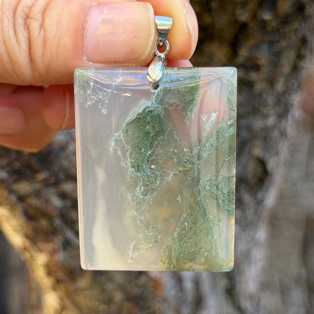 Sterling Silver 925 Stamped Rectangular Transluce… - image 4